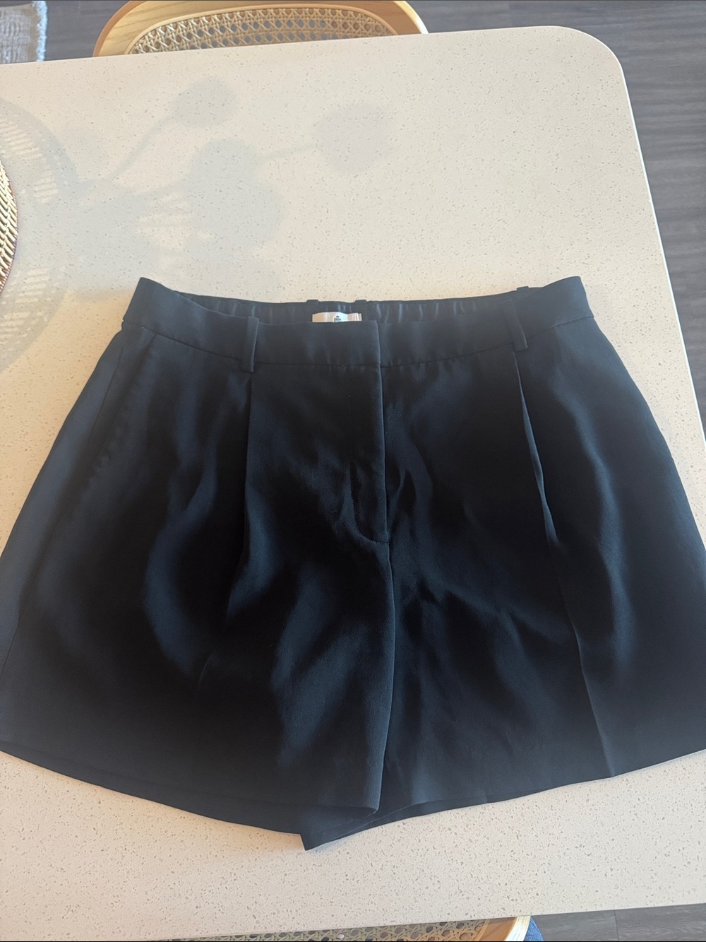 Babaton Black Tailored Pleat-Front Shorts